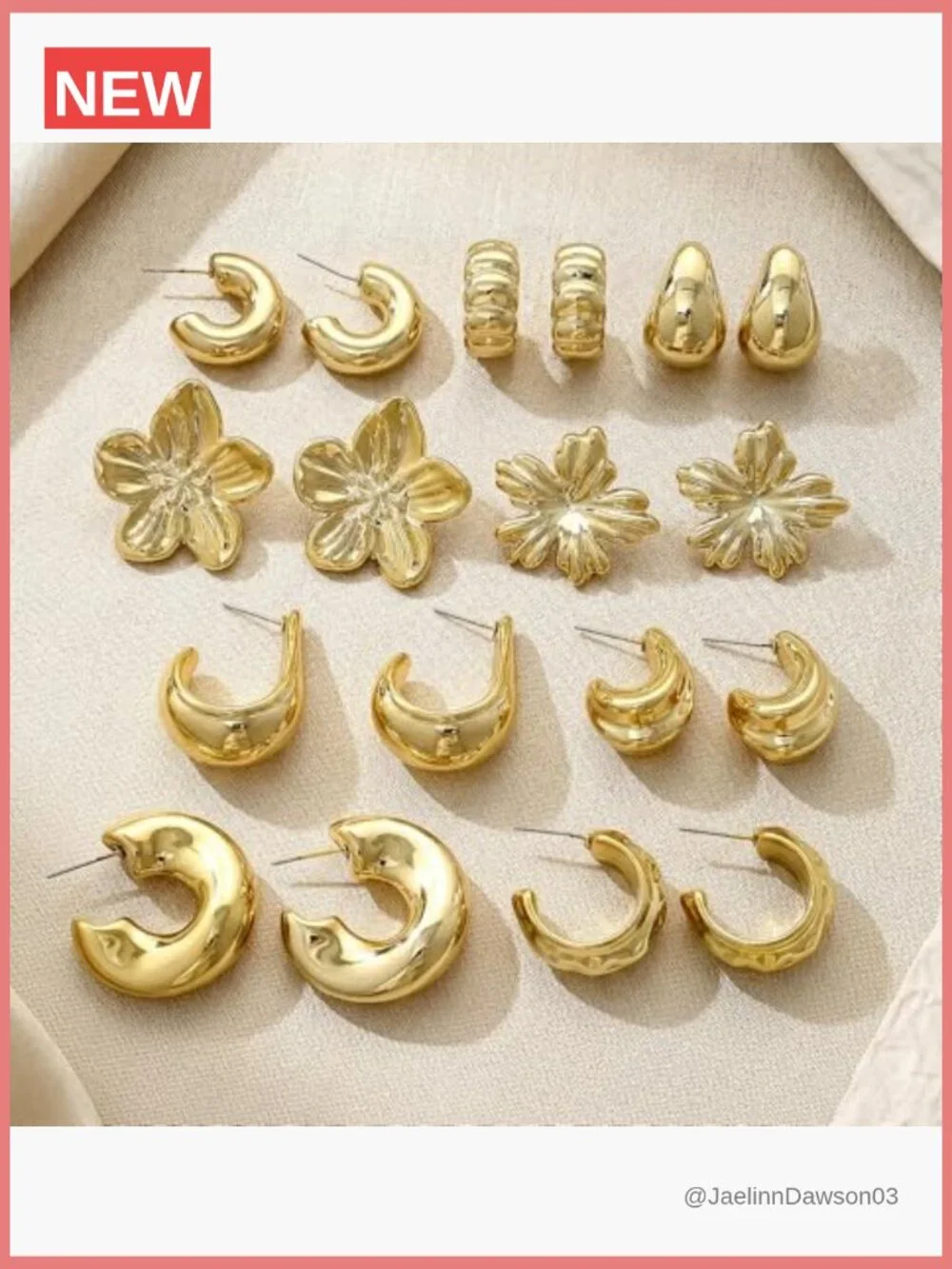 10 Pairs Chunky Gold Hoop Earrings Set Hypoallergenic Statement Jewelry Gift